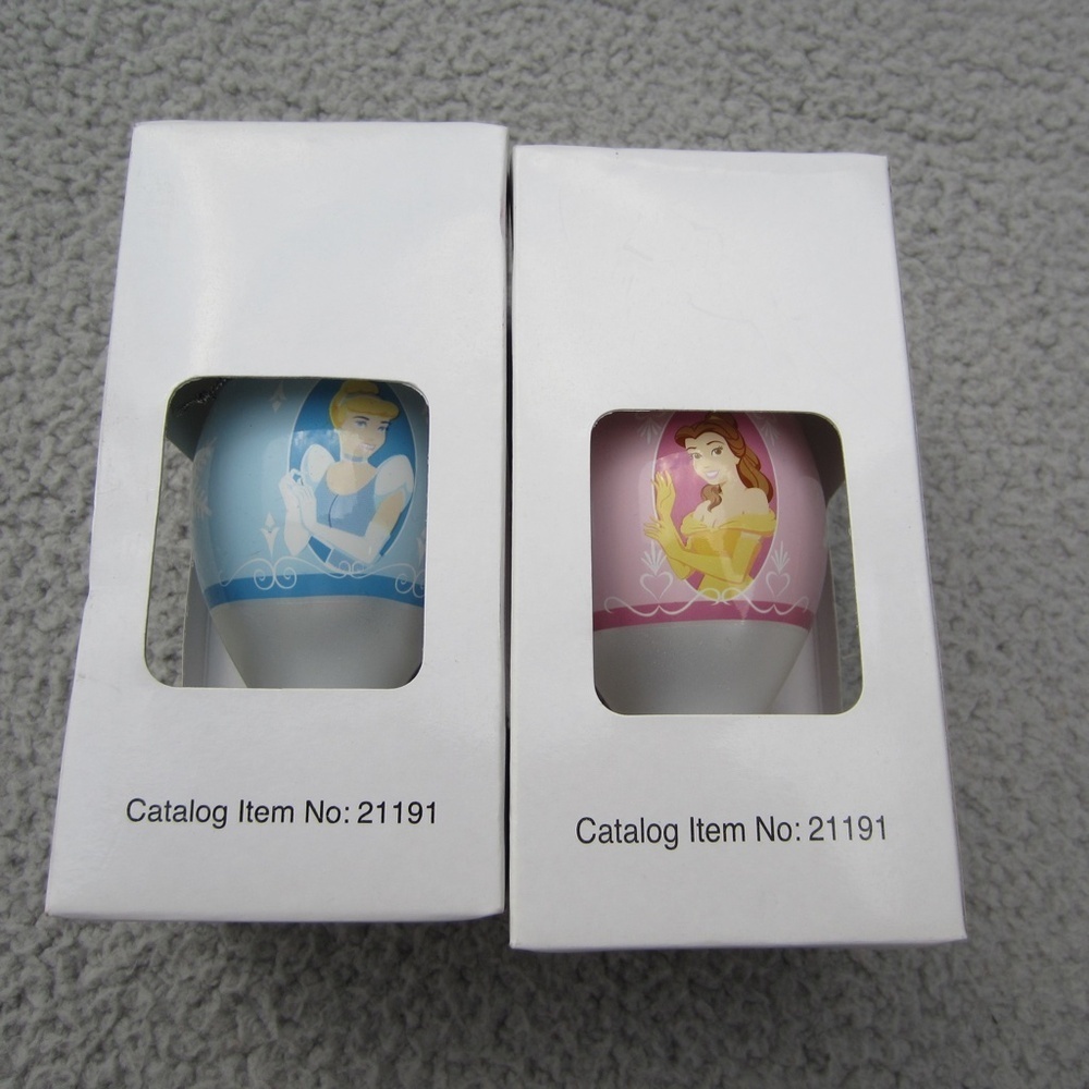 Disney‎ Princess Tear Drop Glass Ornaments Belle Snow White Cinderella Lot of 2